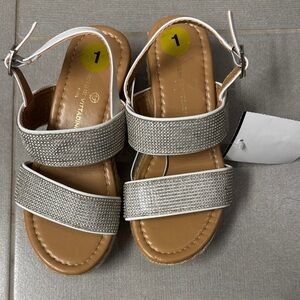 Adrienne Vittadini Silver Sparkly Girls Sandals